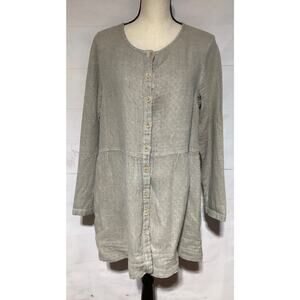FLAX sz S khaki tan diamond texture linen peplum cardigan jacket